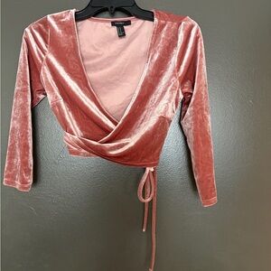 Forever 21 Pink Velvet Wrap Top